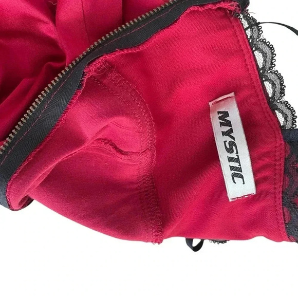 Vintage Y2K Red Black Lace Bodycon Dress - Picture 6 of 6